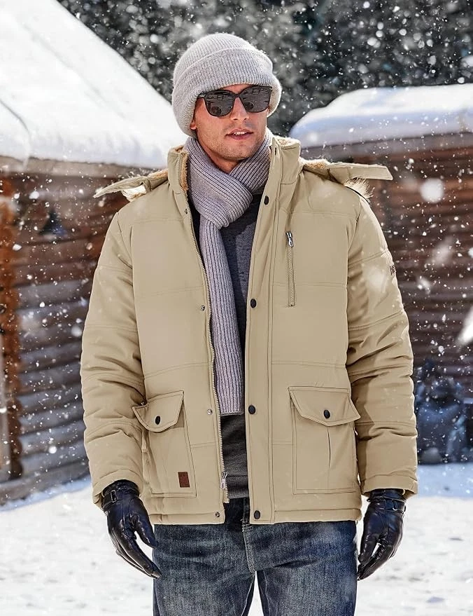 TACVASEN Men's Winter Jacket with Hood Water Repellent Windproof Thicken Parka image 2