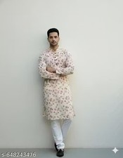 Men s Cotton blend Kurta pajama set for Festival, Wedding Home Function Ethnic