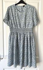 Shein Curve Satin Midi Dress 0XL UK 16 39? Bust Shirred Empire Waist VGC!