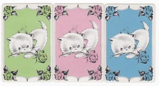 CATS set of 3 single vintage playing cards