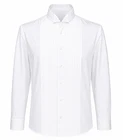 Men's White Wing Collar Tuxedo Shirt Pleated Front Washable Wedding Prom Mason