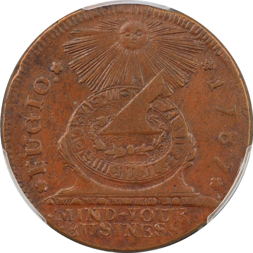 1787 N19-Z Fugio Cent PCGS AU50 Raised Rims Reverse W6975 R4