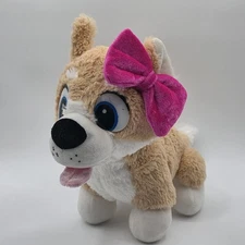 Fun Express Puppy Dog Plush Pink Bow Stuffed Animal Toy 12" 2019 Tounge Out 