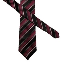 Alfani Mens Tie Maroon Red Black Stripe Silk Classic Designer One Size