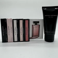 Narciso Rodriguez For Her Scented Body Lotion + 5 For Her EDP Samples Brand New