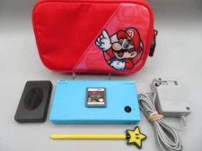 Nintendo DSi Blue Handheld Game System w/ Mario Case & Metroid Game
