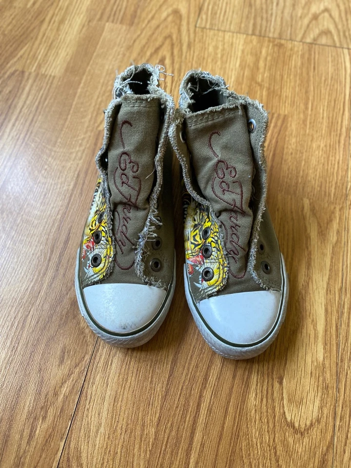 Ed Hardy Kids Unisex US Sz 2 Eur 33 Canvas High Top Shoes - Image 2 of 4
