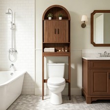 Bathroom Storage Cabinet Over the Toilet with Shelf White/Brown