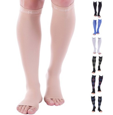 1 Pair Open Toe Compression Socks 30-40 mmHg Knee High Toeless Men Women
