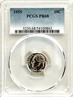 1955 PROOF ROOSEVELT DIME PCGS PR68, VERY ATTRACTIVE DIME, NO SPOTS OR TONING