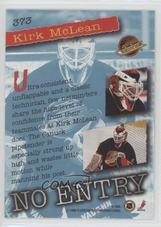 1995-96 Fleer Ultra No Entry Kirk McLean #373 - Image 2 of 2