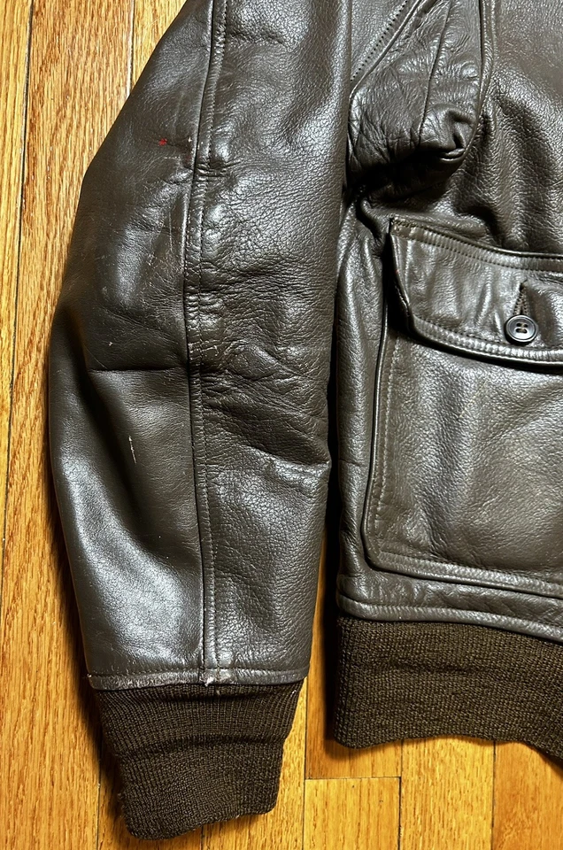 CHAQUETA DE VUELO DE CUERO DE COLECCIÓN AÑOS 60 G-1 EE. UU. Marina Ralph Edwards ropa deportiva Hombres 40 Foto 4 de 4