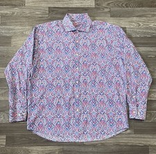 Alan Flusser Floral Flip Cuff Button Down Shirt Mens Large Multicolor Club Dance