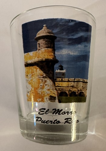 El Morro Puerto Rico Shot Glass Beautiful Old Lighthouse Picture