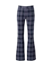 Smythe Womens Sz 4 (27) Windowpane Plaid Pants Bootcut Navy Lilac Grid $495