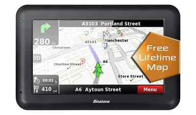 Binatone U435 4.3 Inch Sat Nav Lifetime Maps Uk & ROI GPS Navigation System #894