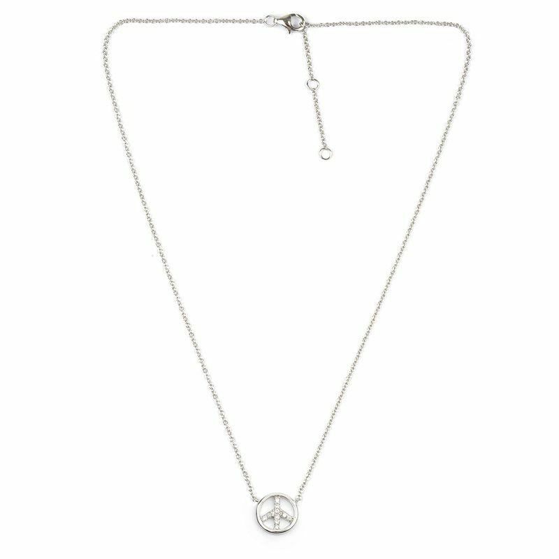 Collier Peace and Love en argent 925 et zirconium étincelant pour femme