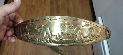 Copper/Brass Vintage  Ladies belt Attachment Elephant motif  9” Long Vth Truly Handmade Elephant Brass & Copper Belt 35 main image 2