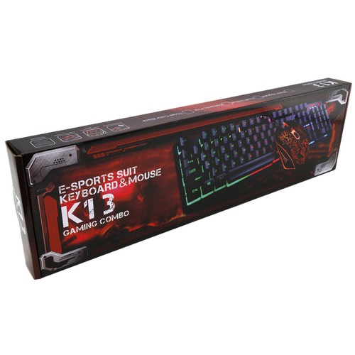 K13 RGB LED Backlit USB Gaming Keyboard & Optical 2400 DPI Mouse Combo Set - Picture 3 of 7