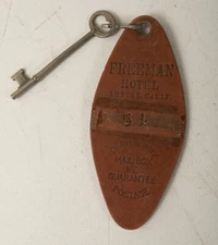 Freeman Hotel (B7A) Auburn California (JSF6) Original Key Fob WW Wilcox MFG
