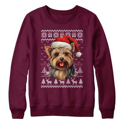 Weihnachten Yorkshire Terrier Sweatshirt für Kinder Hundebesitzer Festliche Weihnachtsmänner Mütze...