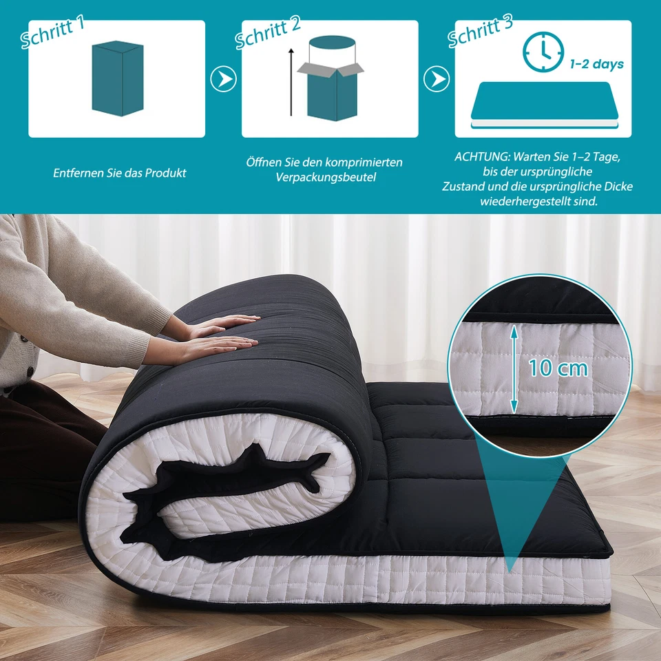 Japanwelt Futon Matratze Rollmatratze Schlafmatte Bodenmatratze Futonbett Bett - Bild 4 von 4