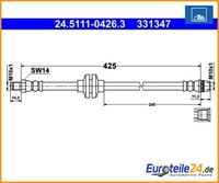 Bremsschlauch Ate 24.5111-0426.3 FüR Renault ScéNic Iii