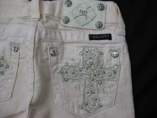 MISS ME tween girls 8 10 pink denim jean embellished cross Bermuda shorts NEW