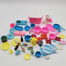 Vintage Mix Lot Barbie Cooler Food Kitchen Cup Baking Pans Dishes Dog Radio Coke