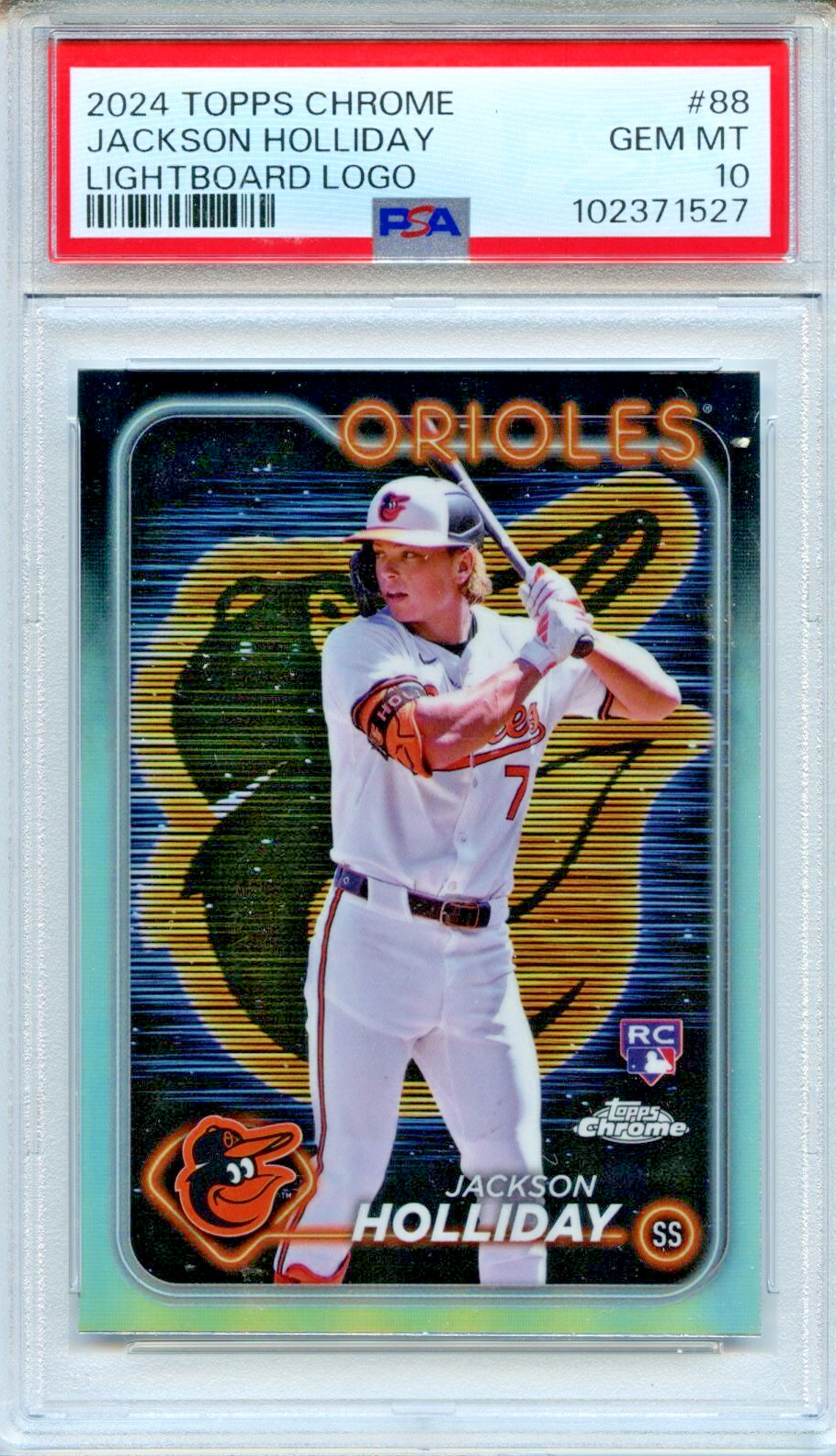 2024 Topps Chrome Jackson Holliday Lightboard Logo SP RC 88 PSA 10