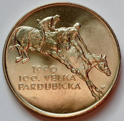 Czechoslovakia, 100 Korun 1990, 100th Velká Pardubická steeple chase