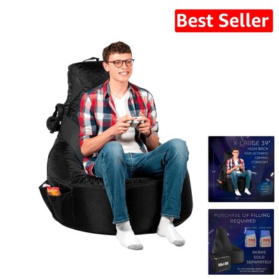 High Back Gaming Bean Bag Chair Cover for Adults & Teens - Black Oxford Material