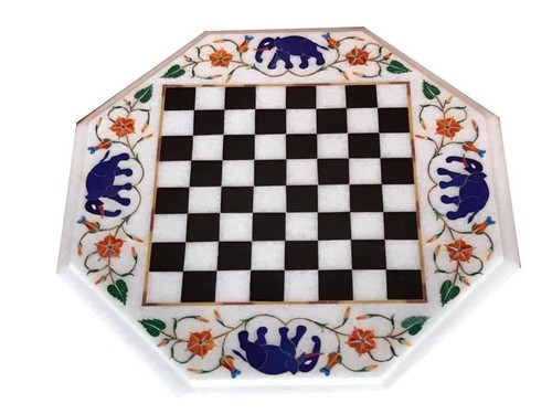 12 " Marbre Échecs Jeu Table Top Incrustation Handmade Demi Précieux