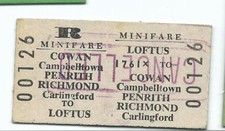 Return Mini Fare Loftus to Cowan No 00126 Cancelled on Front 