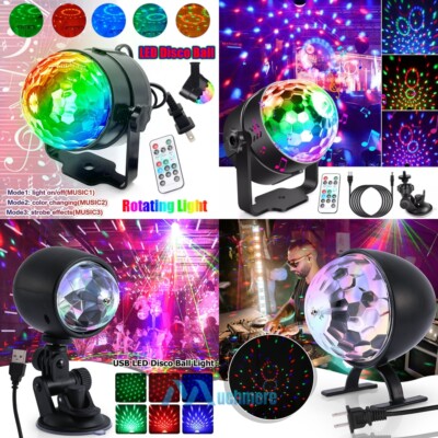 Party Club Magic Disco Ball Light RGB Rotating DJ Stage Lights Sound Activated