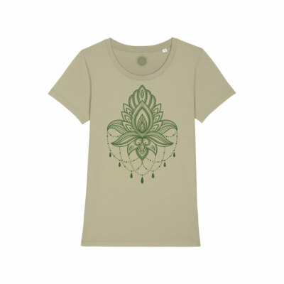 Damen T-Shirt Lotusblume Mandala Tattoo Henna Mehndi Organic T-Shirt Girl