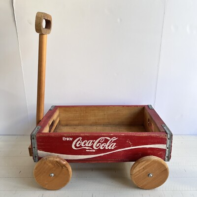 COCA-COLA RED CRATE WAGON Vintage Wooden Antique Decor Coke