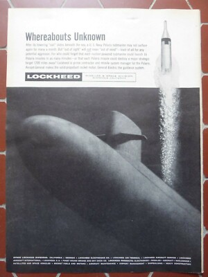 4/60 PUB LOCKHEED US MARINE U-BOOT BALLISTISCHE RAKETE POLARIS USS WASHINGTON ANZEIGE