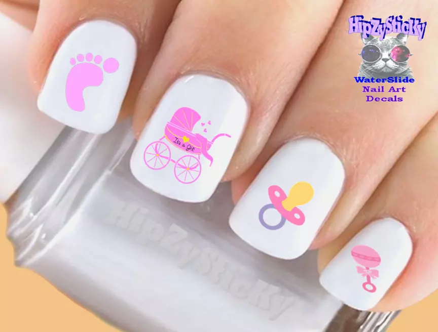 Amazon.com: Pink Footprints Its a Girl Gender Reveal Baby Shower Waterslide Nail  Art Decals - Salon Quality! : Beauty & Personal Care