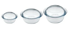 O'Cuisine Transparent Glass Round Casserole High Resistance with Lid New