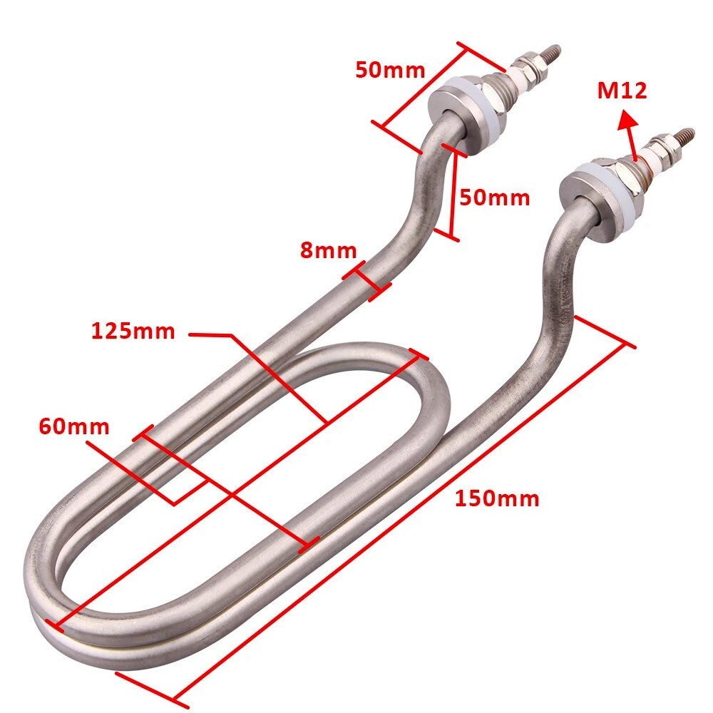 Double U-Shape Heating Element 240V/900W 120V/950W Stainless Steel 304 Tubular