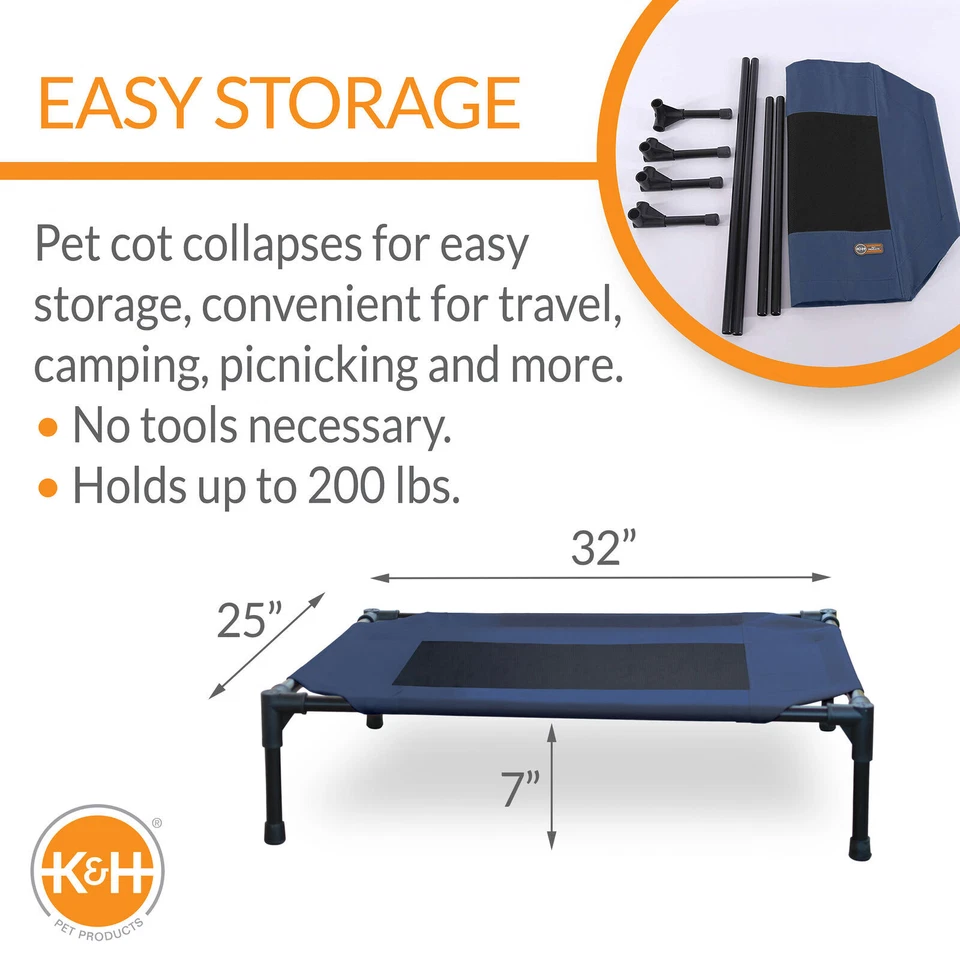 Cooling Pet Cot Elevated Pet Bed Raised Breathable Washable Indoor Outdoor M - Image 2 of 4