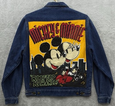Disney Mickey Co Trucker Jacket Large Minnie Rooftop Romance Stone Denim JG Hook