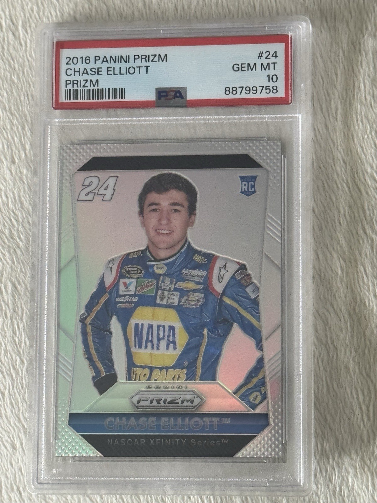 2016 Panini Prizm Racing Chase Elliott, Silver Prizm Graded Psa 10 Ready To Ship
