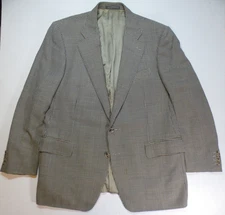 Ermenegildo Zegna Blazer Mens 46R Blue Tan Check Wool Jacket Italy VTG 90s