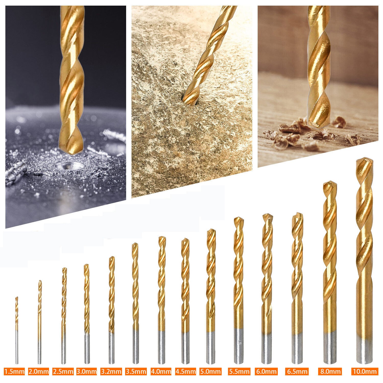 99PCS Drill Bit Set 1/16"-3/8" HSS Titanium Multi Drill Bits Twist Wood Tools