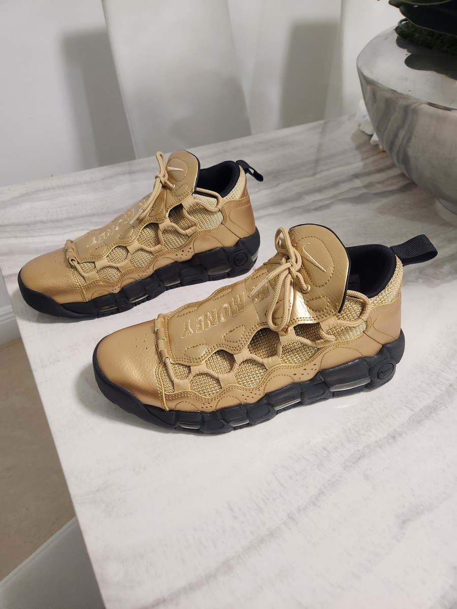 Nike Air More Money Gold Black Low Top Sneakers Basketball 