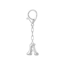 Gold Bubble Initial Keychain Charm for Women Chunky Bag Purse Charms A Silver-a