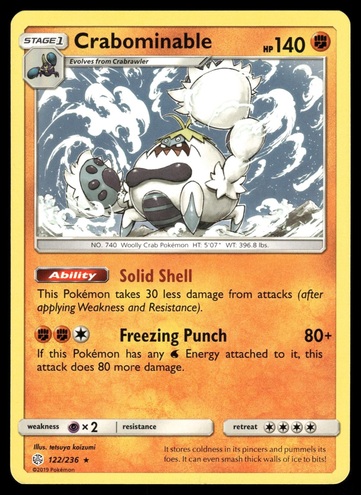 Crabominable 122/236 Rare Cosmic Eclipse Pokemon NM