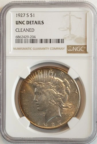 1927 S Peace Dollar UNC DETAILS NGC $1